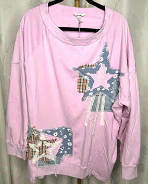 NWT Patchwork Shirt with Size Zippers by Blue Velvet, Size XL